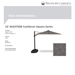 Treasure Garden AG25 Cantilever 10' Square - Sunbrella Fabric - Commercial Grade