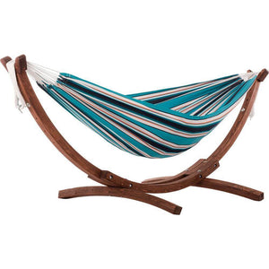 Vivere Hammocks Token Surfside Double Sunbrella® Hammock with Solid Pine Arc Stand (8ft) (FSC Certified)
