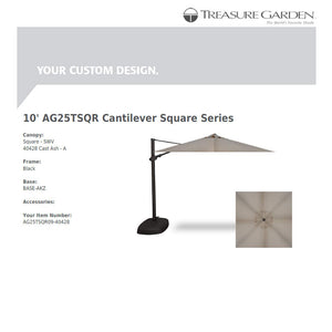 Treasure Garden AG25 Cantilever 10' Square - Sunbrella Fabric - Commercial Grade