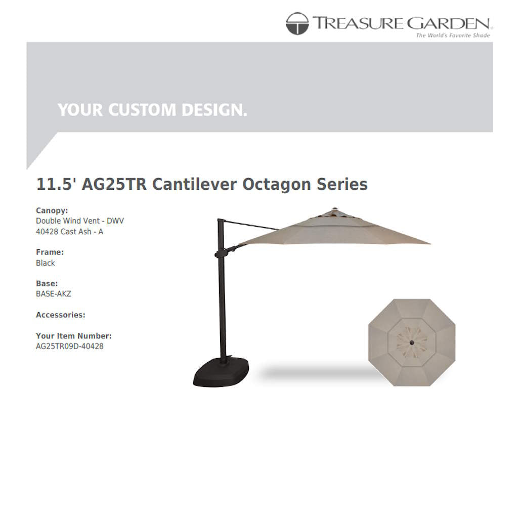Treasure Garden AG25 11.5' Cantilever Octagon - Sunbrella Fabric