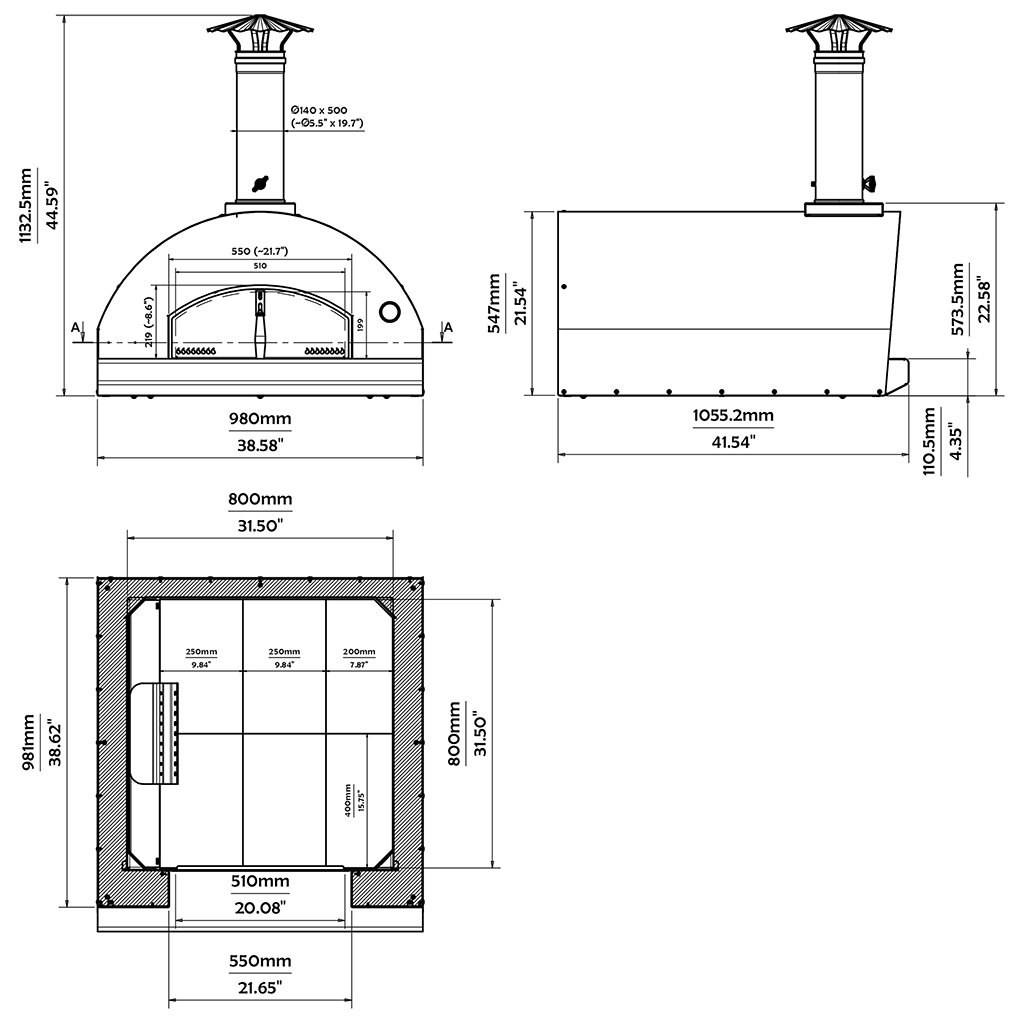 Fontana Pizza Oven The Marinara Countertop Wood Fired Oven