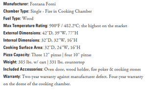 Fontana Pizza Oven The Marinara Countertop Wood Fired Oven