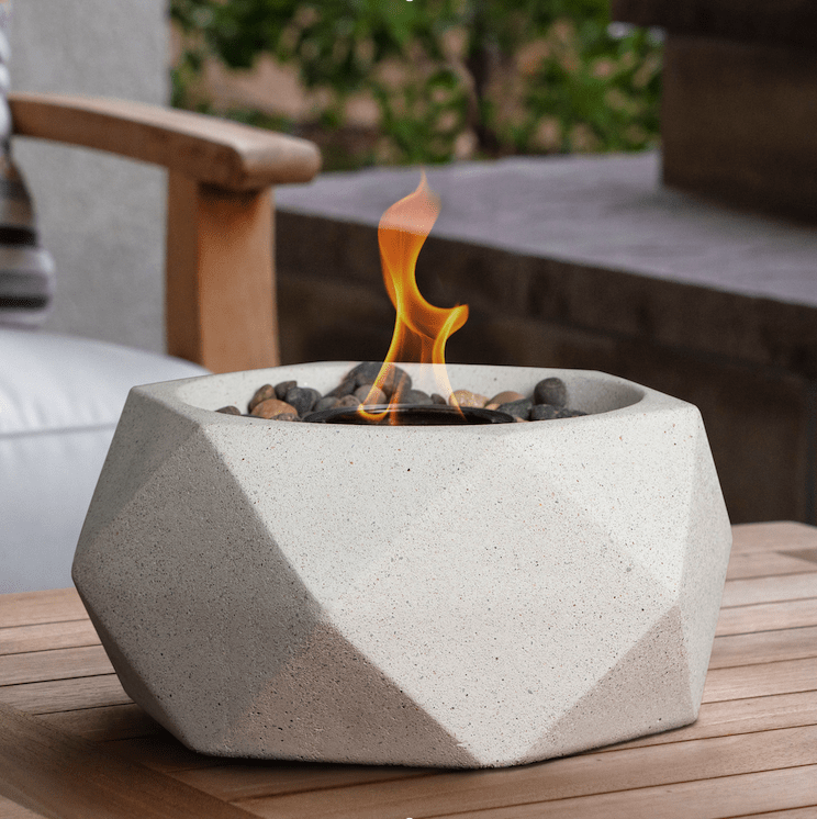 Terra Flame Heaters & Fire Tables Geo Table Top Fire Bowl White